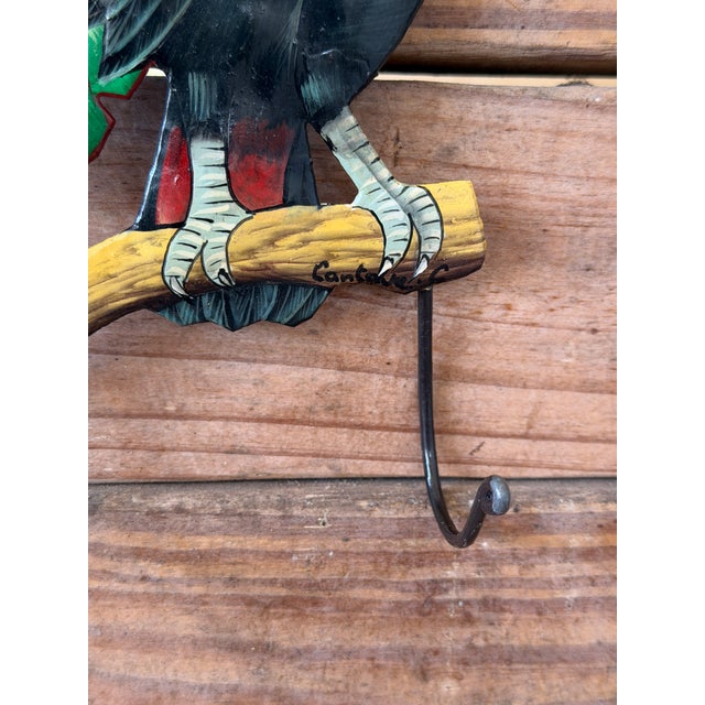 Boho Chic Vintage Cantanhede Toucan Metal Wall Hook For Sale - Image 3 of 9