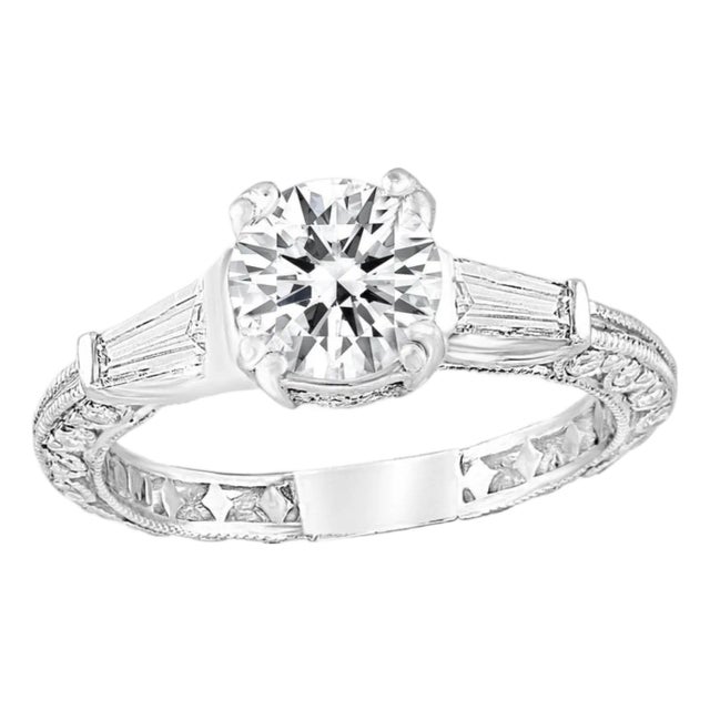 Egl Certified 1.10 Ct Round Ideal Cut Heart & Arrow Diamond Tacori Setting Plat For Sale