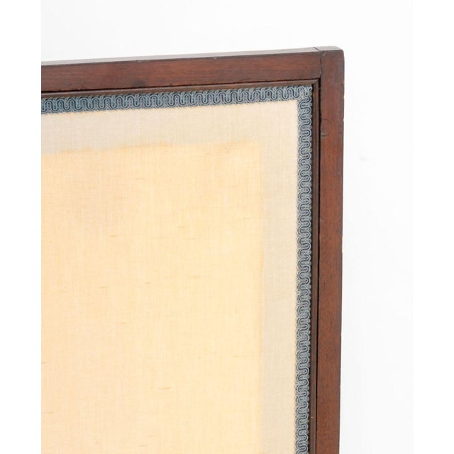 British Mahogany & Silk Two-Panel Folding Screen For Sale - Image 4 of 6