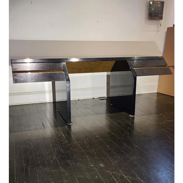 Italian Laquer / Zebrawood Desk by Giovanni Offredi for Saporiti For Sale - Image 11 of 11