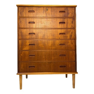 Danish Teak Chest of Drawers with Lock For Sale