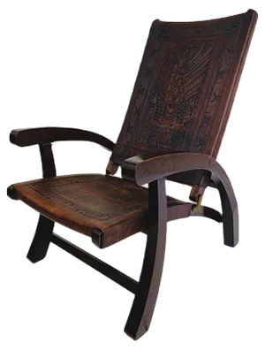 Mid-Century Modern Ecuadorian Wood and Leather Folding Chair by Angel Pazmino for Furniture Style