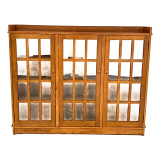 Mission Oak 3 Door Display Bookcase For Sale