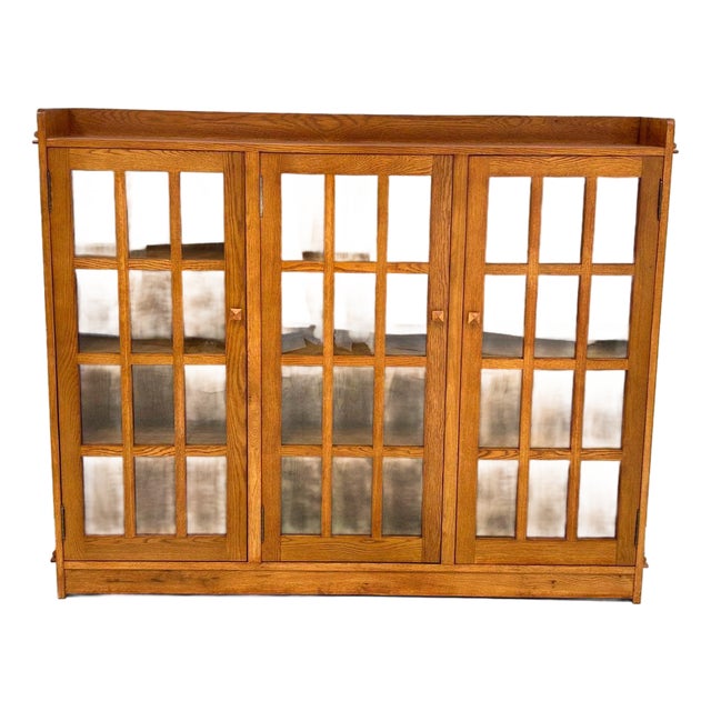 Mission Oak 3 Door Display Bookcase For Sale