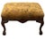 An antique carved wood stool featuring tapestry upholstery and cabriole legs. 29” wide 22” deep 18.5” tall