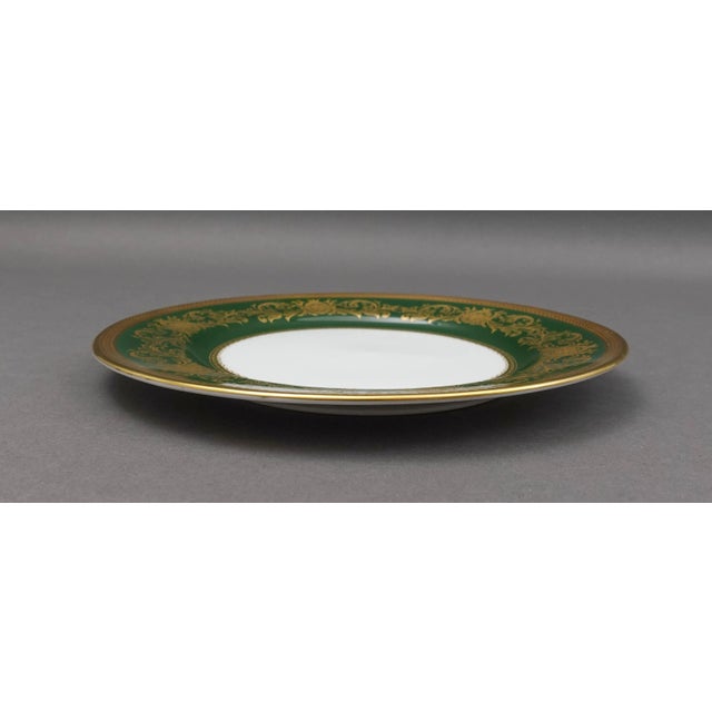 Mid 20th Century Vintage Aynsley England Imperial 193 Laurel Green Gold Salad Plates- Set of 6 For Sale - Image 5 of 9