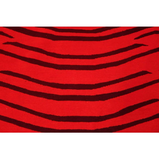 Red Red and Black Modern Tiger Rug For Sale - Image 8 of 9