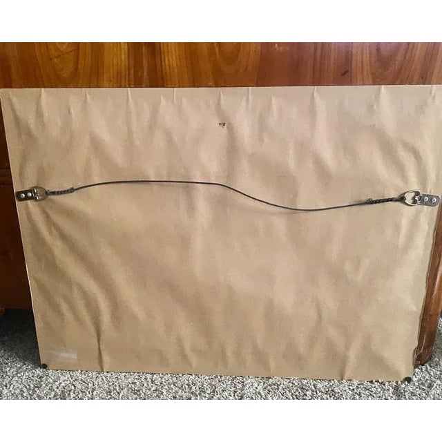 1940s 1940s Mid-Century Black & White Painting, Framed, Signed, 26” X 36.5” For Sale - Image 5 of 6