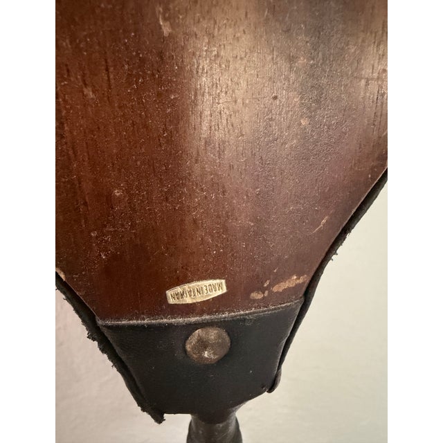 Brass Vintage Nautical Wood Fireplace Bellows With Sailing Ship For Sale - Image 8 of 9