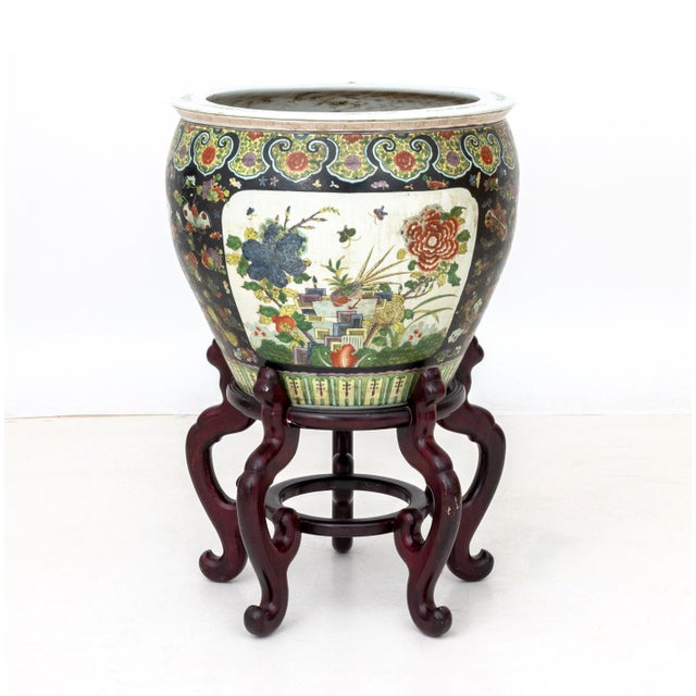 Chinese Famille Noir Porcelain Fish Bowls, Pair For Sale - Image 10 of 16