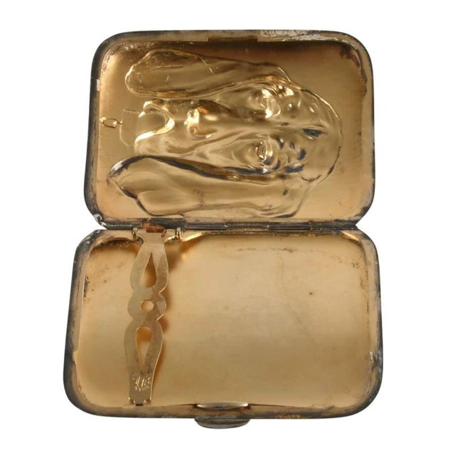 Antique Unger Brothers Sterling Silver Hound Dog Cigarette Case, Circa 1905–1915 For Sale - Image 4 of 5