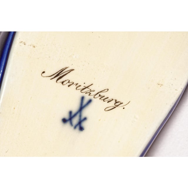 Blue Rare Meissen Cobalt Blue Hand Painted "Shoe" Slipper of Castle Moritzburg C 1890 For Sale - Image 8 of 11