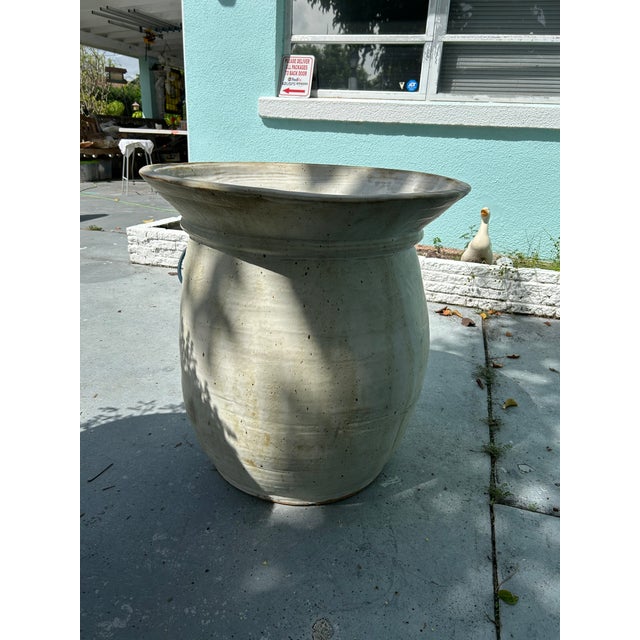 Early 21st Century Large Ivory Glazed Terracotta Planter With Flared Rim For Sale - Image 5 of 9