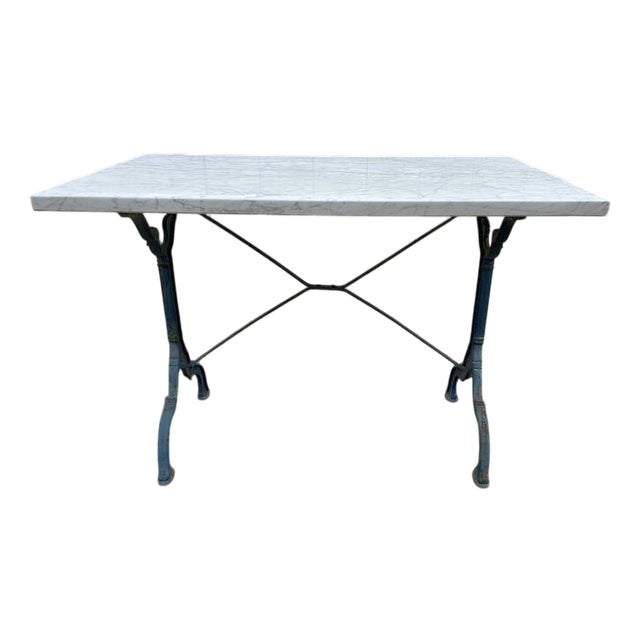 Bistro Table in Marble and Cast Iron For Sale
