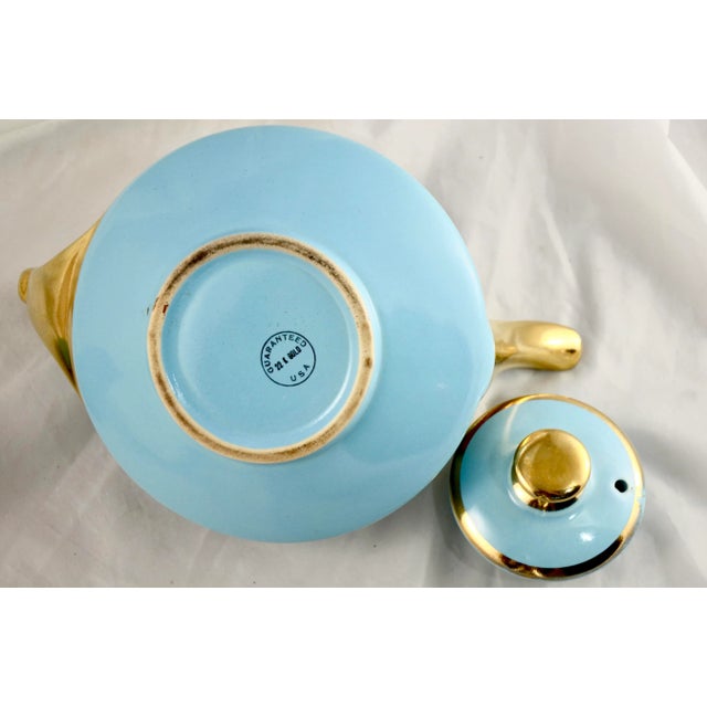1950s Aqua & 22k Gold Teapot For Sale - Image 9 of 11