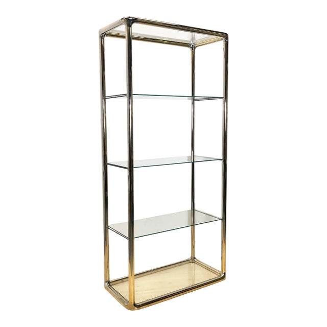 Large Tubular Etagere Glass Shelf | After Milo Baughman For Sale