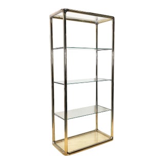 Metal Tubular Etagere Glass Shelf | After Milo Baughman For Sale