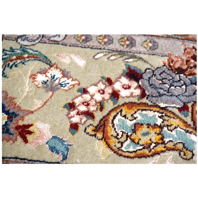 Vintage Persian Tabriz Wool & Silk 6x9 Mauve & Green Handmade Area Rug #1144055 For Sale - Image 10 of 12