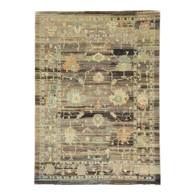 Turkish Old Wool Oushak Rug 8'9" x 12'1" For Sale