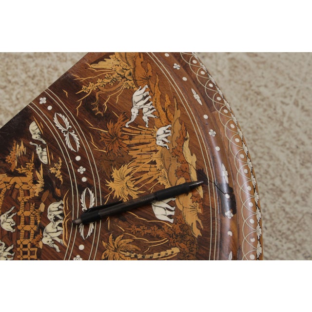 Vintage Anglo Indian Round Inlaid Coffee Table W. 4 Stools For Sale - Image 18 of 18