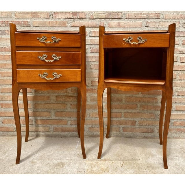 French Cherry You and Me Nightstands with Drawers and Open Shelf, 1960s, Set of 2 For Sale - Image 17 of 17