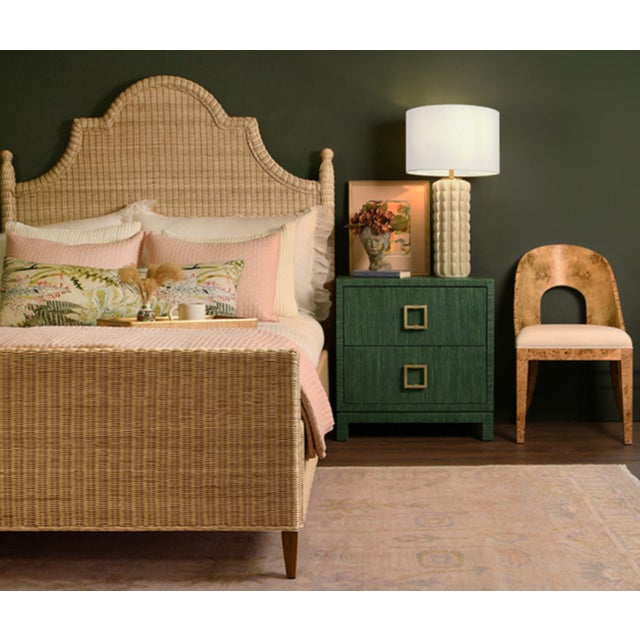 Matthew Izzo Home Chamberlain Queen Rattan Bed Frame With Arched Headboard, Side Rails, and Footboard in Rattan With Wood Feet For Sale In New York - Image 6 of 8