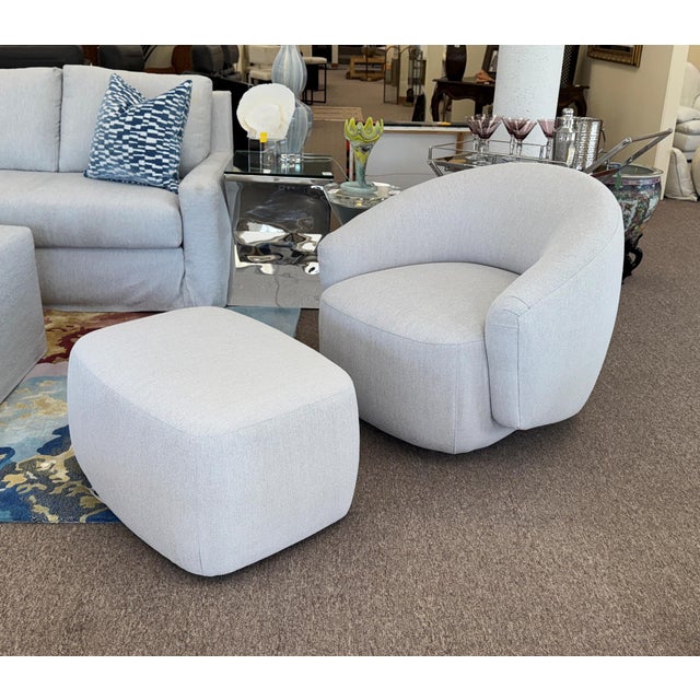 2020s Vanguard Gabriella Swivel Chair & Anderson Ottoman Set For Sale - Image 5 of 13