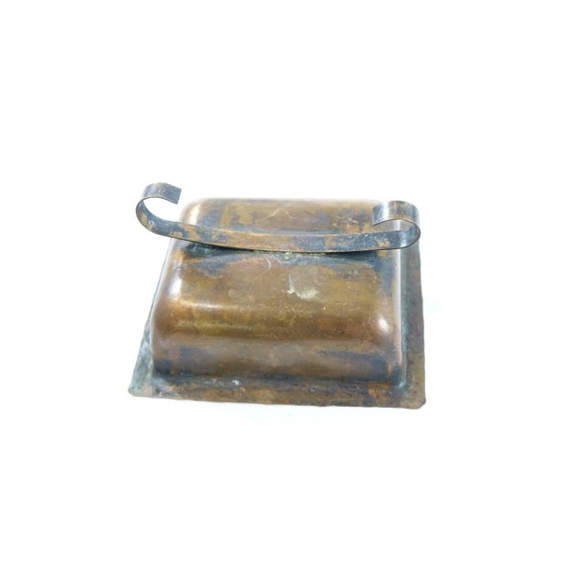 Metal 19th Century Antique Middle Eastern Decorative Carved Copper Plate For Sale - Image 7 of 7