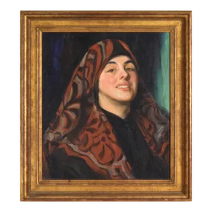 Antique Orientalist Portrait Painting of a Woman by Aidan Lassell Ripley 1927