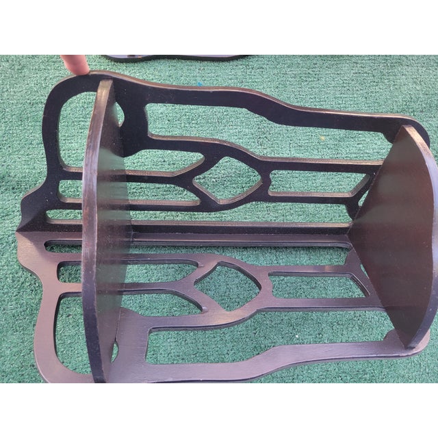 Vintage Dark Fretwork Wood Corner Display Shelves Set of 3 For Sale - Image 10 of 11