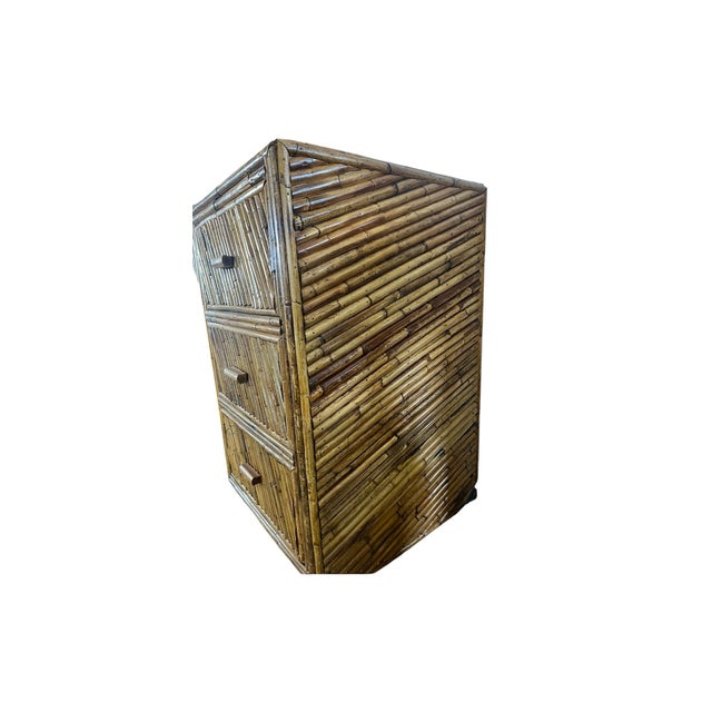 Vintage Coastal Split Rattan Vanity and Mirror, 2 Pieces For Sale - Image 11 of 12