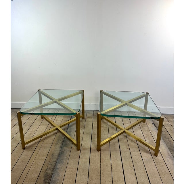 Italian Brass and Glass Side Tables, 1970s, Set of 2 For Sale - Image 11 of 13