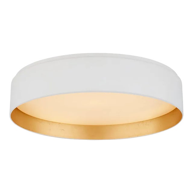 Visual Comfort Signature Shaw Large Flush in Matte White & Gild with White Glass For Sale