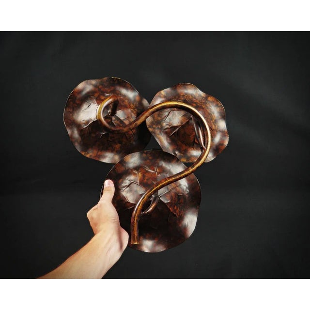 Leaf-Shaped 3-Tiered Lotus Bird Bath in Metal, 2000s For Sale - Image 13 of 14