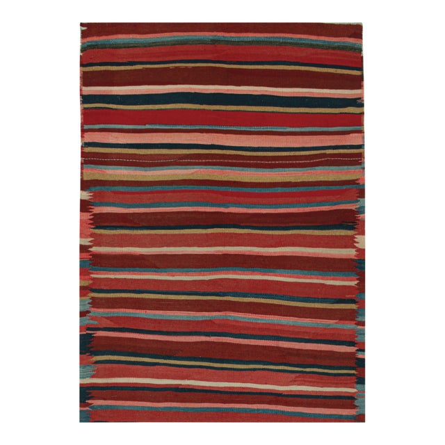 Vintage Persian Karadagh Tribal Kilim in Polychromatic Stripes by Rug & Kilim - 5'x7' For Sale
