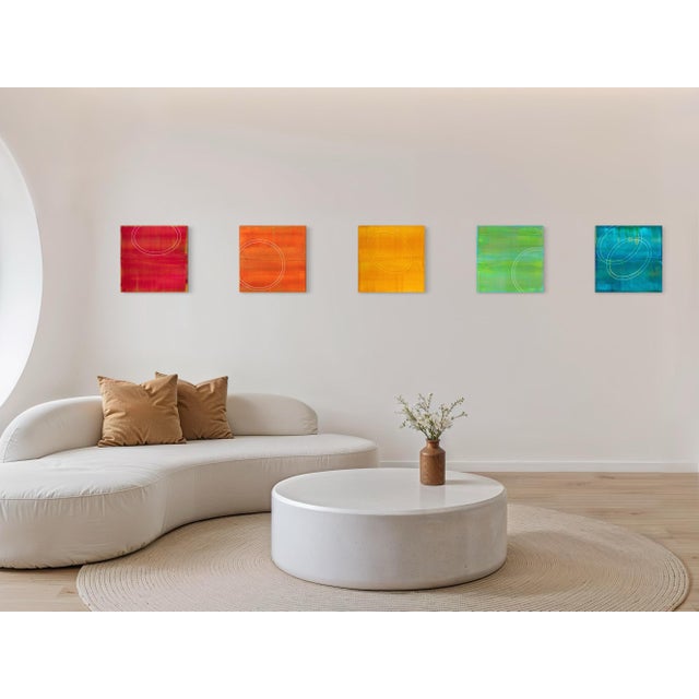 Contemporary Rebecca Koury Original "Evolution of a Circle #3" Golden Circle Contemporary Abstract Painting, Acrylic on Canvas/Panel, Carmel California Art, 2023 For Sale - Image 3 of 4