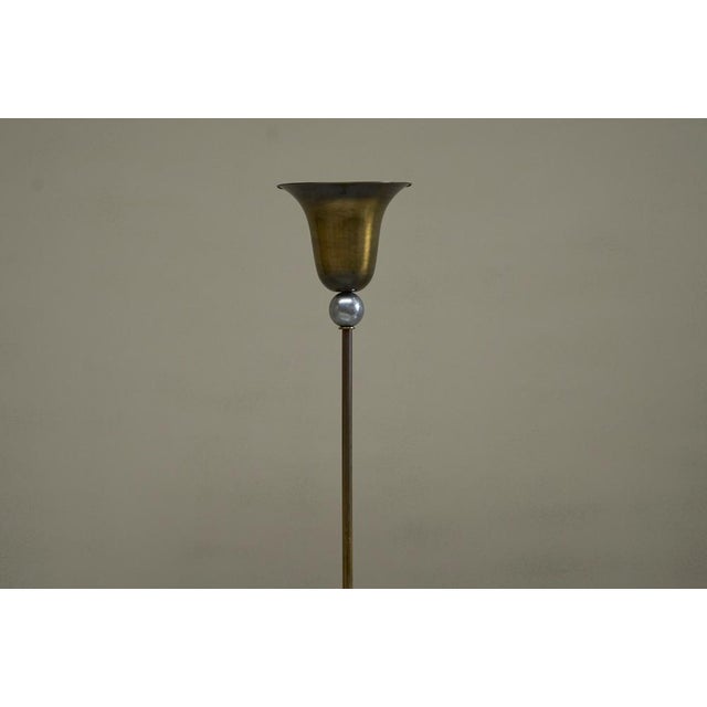 Brown Vintage Art Deco Floor Lamp in Patinated Brass and Nickel Plated Brass, 1930 For Sale - Image 8 of 14