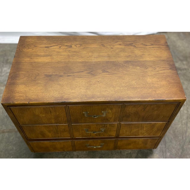 Vintage Henredon Artefacts Campaign Style Aged Oak Bachelor’s Chest of