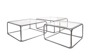 Lounge Coffee Tables in Glass & Metal, 1970s, Set of 3