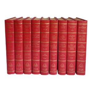 1956 Set of 9 Grolier Classics Red Decorative Library Books