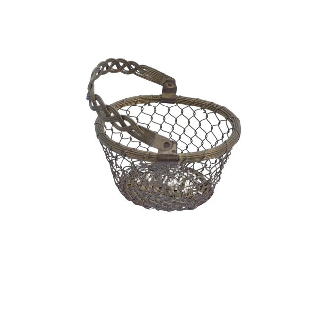 Vintage French Country Style Woven Brass Basket Mid-20th Century For Sale In Washington DC - Image 6 of 7