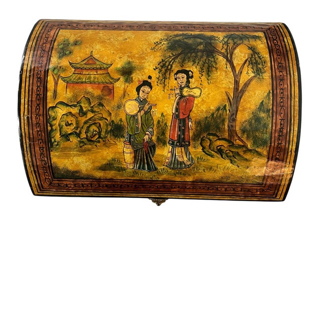 Vintage Maitland - Smith domed lid trunk style bix with loins head knocker. The label is long gone but is a Maitland -...