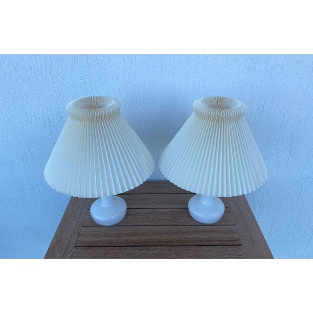 Set of Two Le Klint 311 Table Lamps in Opal White With Brass Top For Sale In Miami - Image 6 of 11