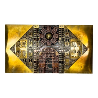 Mixed Metal Asian Feng Shui Compass Dial Sculpture For Sale