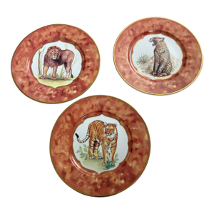 I. Godinger Porcelain Email De Limoges 1855 Safari Salad Plates - Set of 3