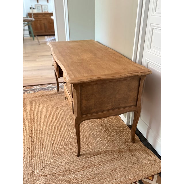 Louis XV Country Chic Oak Ministers Desk, 1970s For Sale - Image 17 of 18