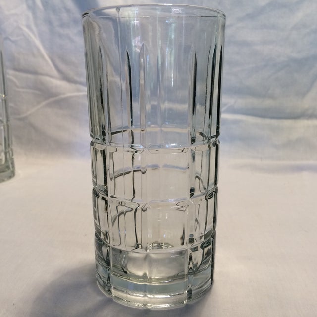 8 Vintage Anchor Hocking Crystal Plaid Highball Glasses Chairish