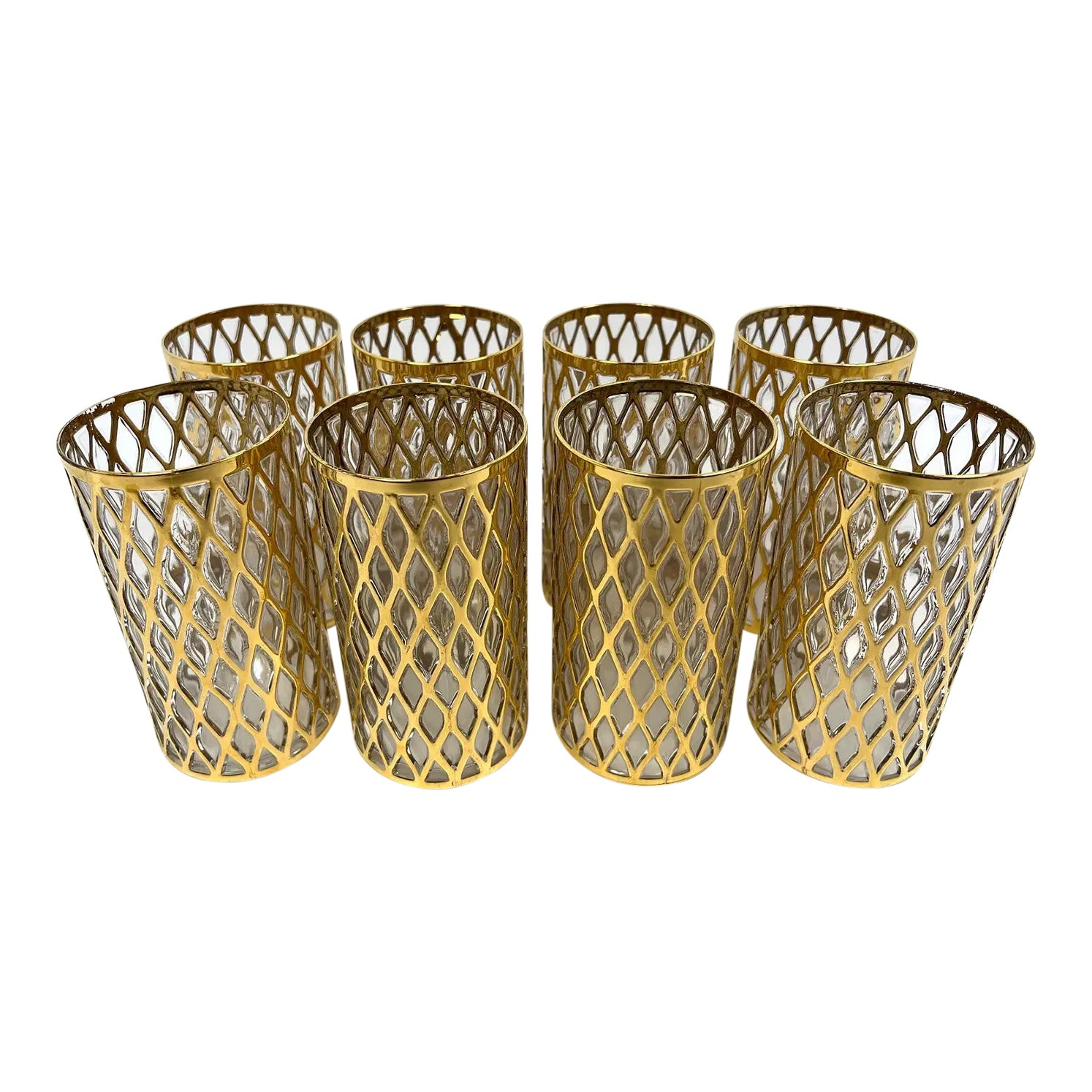 Vintage Imperial Glass 22k Gold Drinking Glasses- Set of 8 | Chairish