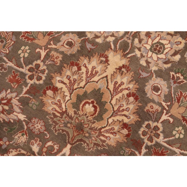 Floral 1990's Pak-Persian Green/Taupe Wool Rug - 6'1'' X 8'10'' For Sale - Image 4 of 9