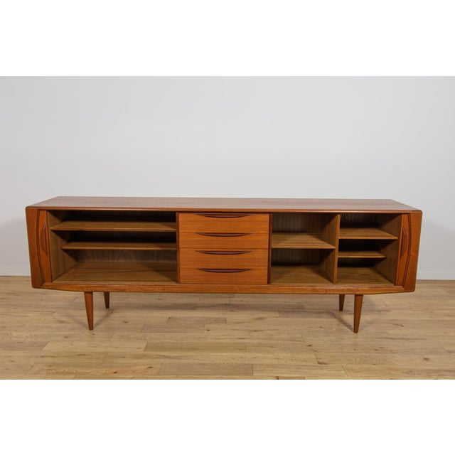 Large Mid-Century Teak Tambour Door Sideboard, Denmark, 1960s For Sale - Image 9 of 18